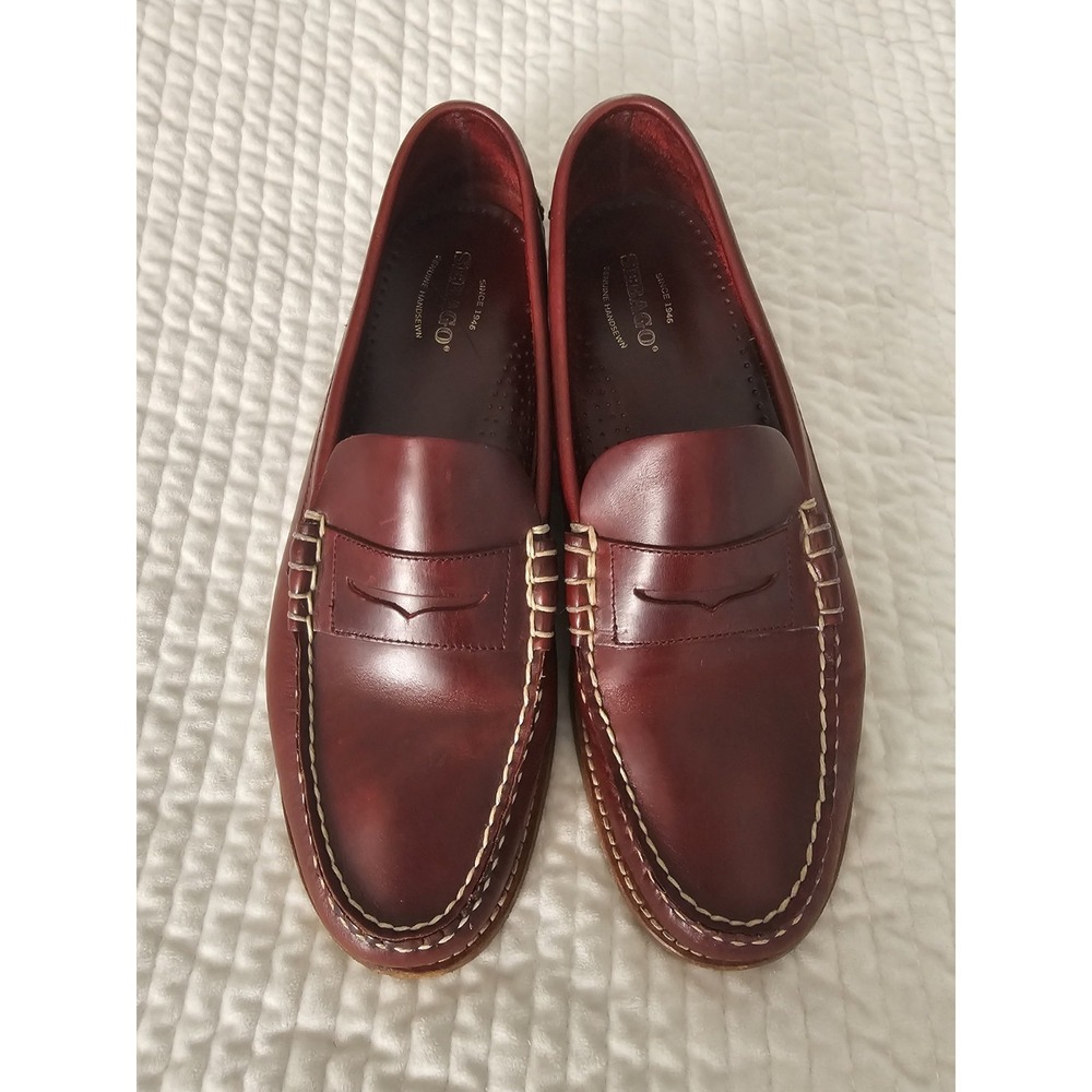 Men's size 12 D Sebago Deep Red penny loafers,‎ hand-sewn in USA